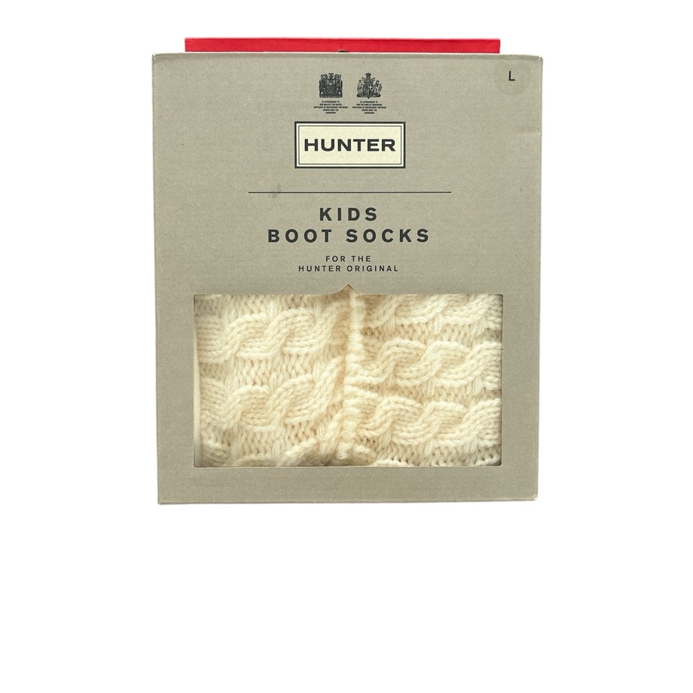 Hunter Kids Cable Knit Boot Socks, Hunter White, Kids Size Large
